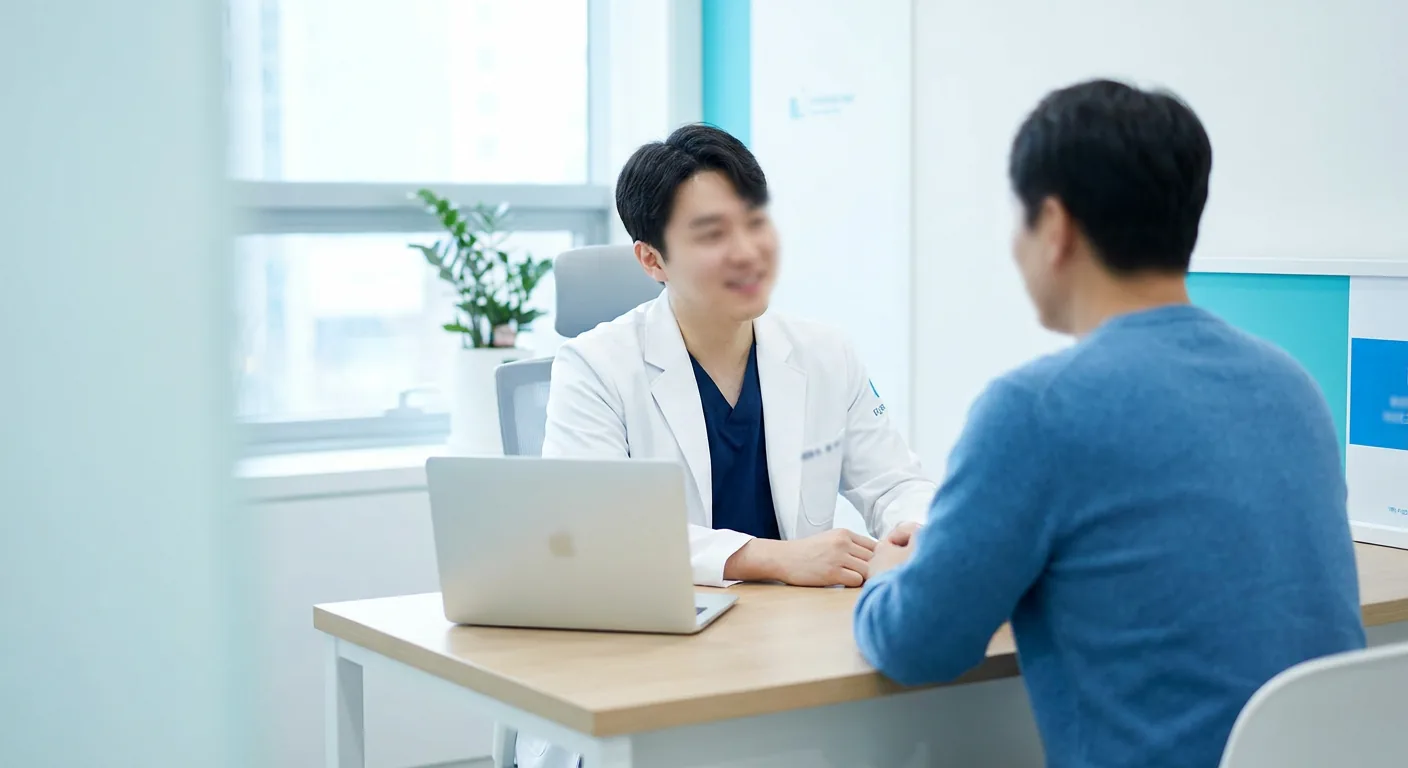 A licensed provider reviewing a personalized care plan with a patient in a bright clinic.